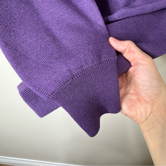 Turtleson‎ Purple 100% Extra Dine Merino Wool Golf Prep Quarter Zip Sweater - Picture 7 of 10